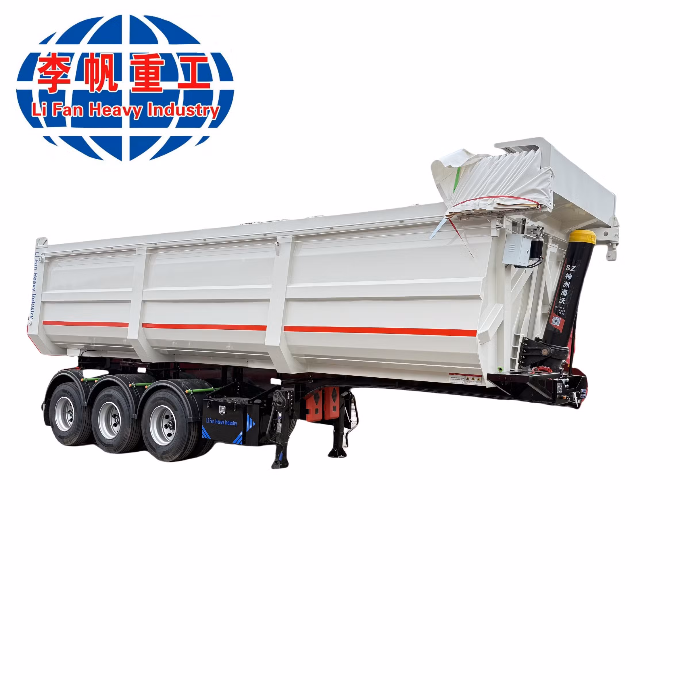 High-Quality Heavy-Duty 2/3/4/5/6 Multi-Axle Customizable, Front Axle Optional Airbag Lifting, U-Shaped Cargo Box Rear-Tipping Dump Semi-Trailer, Dump Trailer