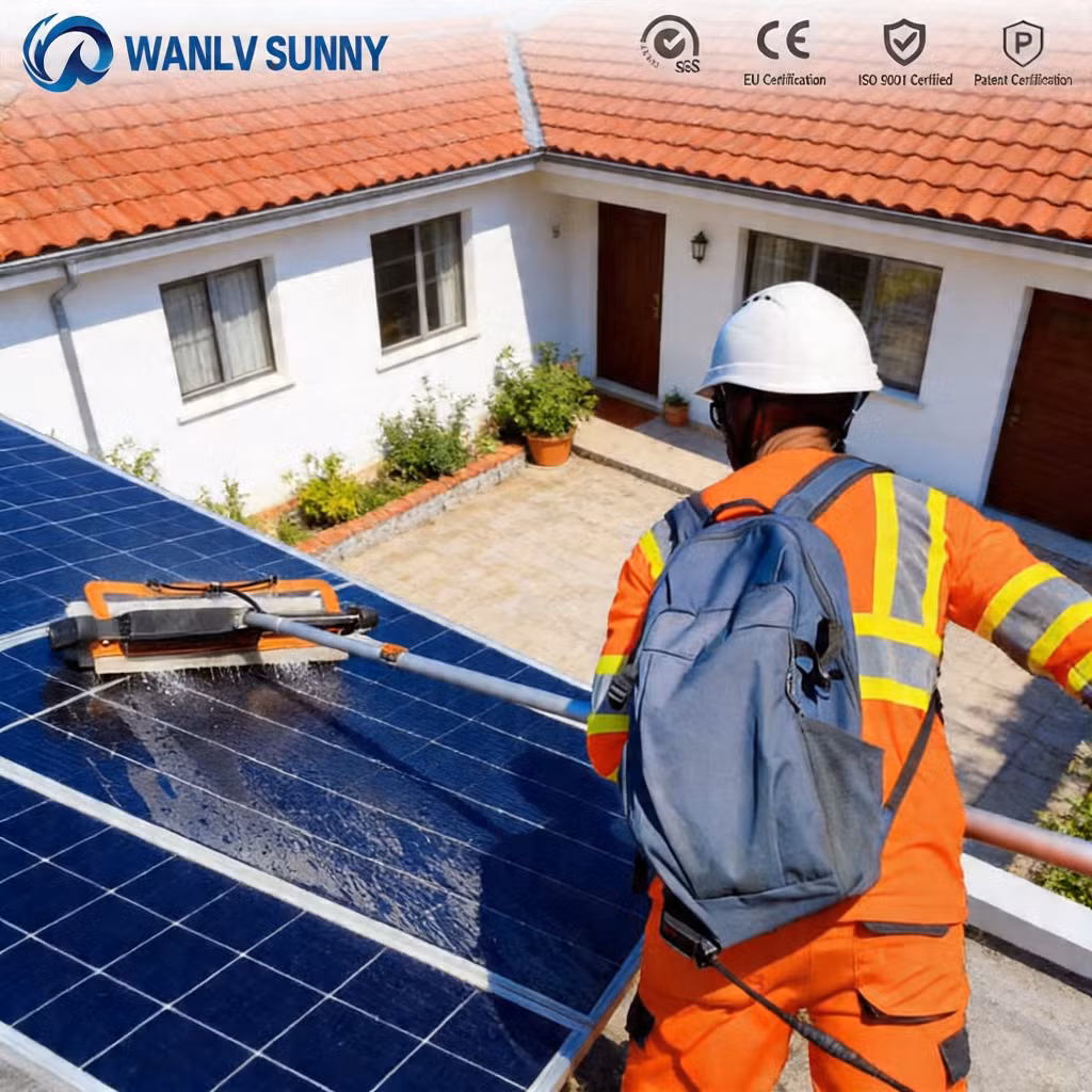 Electric Solar Panel Cleaning Brush Portable Cleaning Machine Powerful PV Cleaner