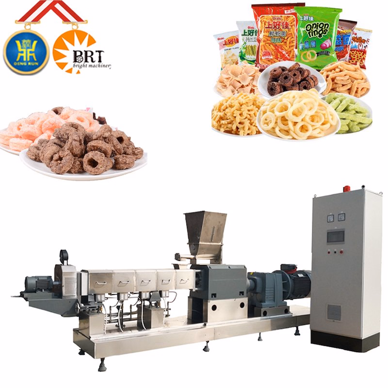 Slanty Snack Bar Twin Screw Extruder Prices Puffed Corn Chips Snacks Food Making Machine Puff Snack Food Extrusion Machine Price.