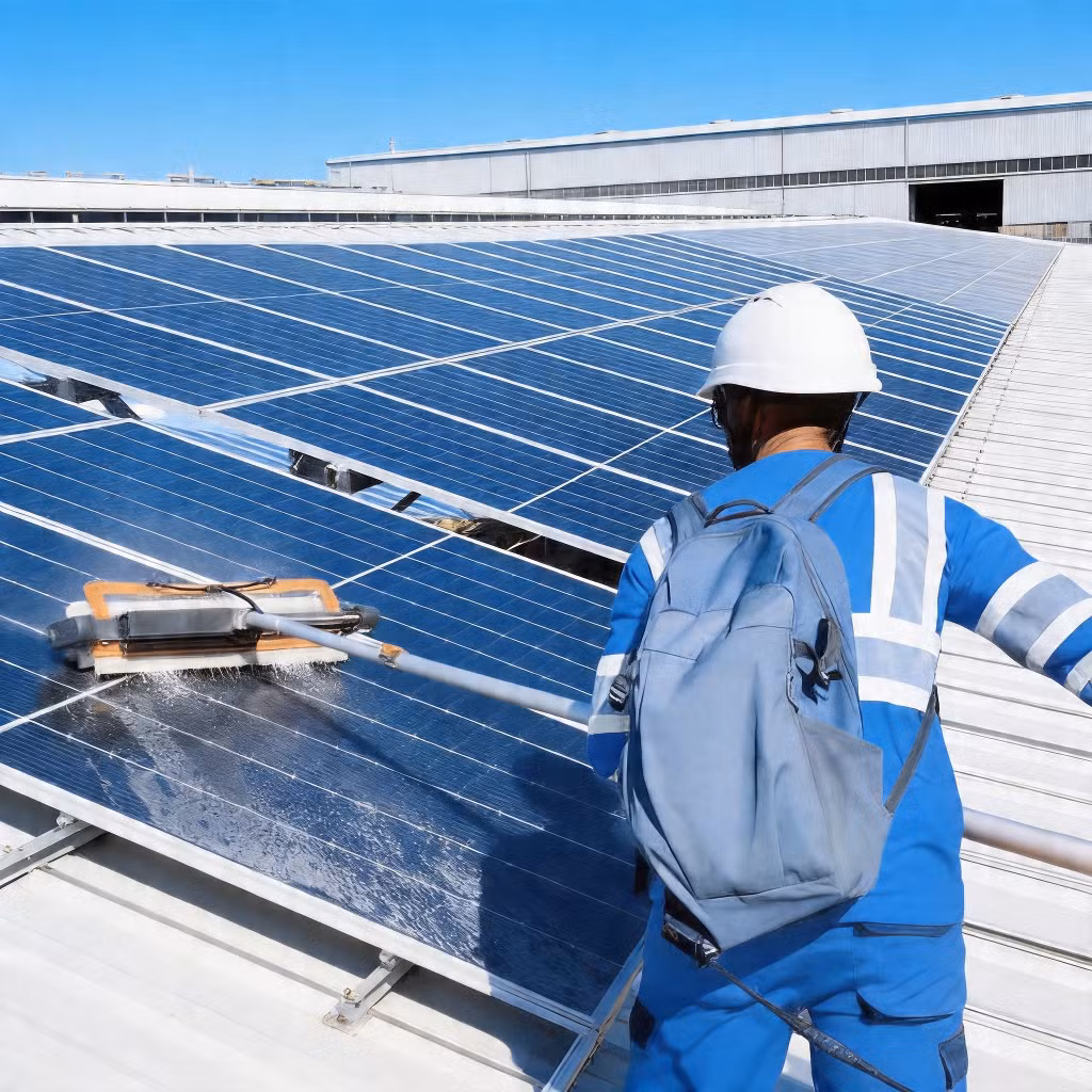 Family Solar Panel Cleaning Solution Powerful PV Cleaning Machine Washing Brush