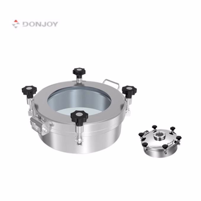 Sanitary Round Whole Glass High Pressure Man Hole Cover with Plastic Handwheel