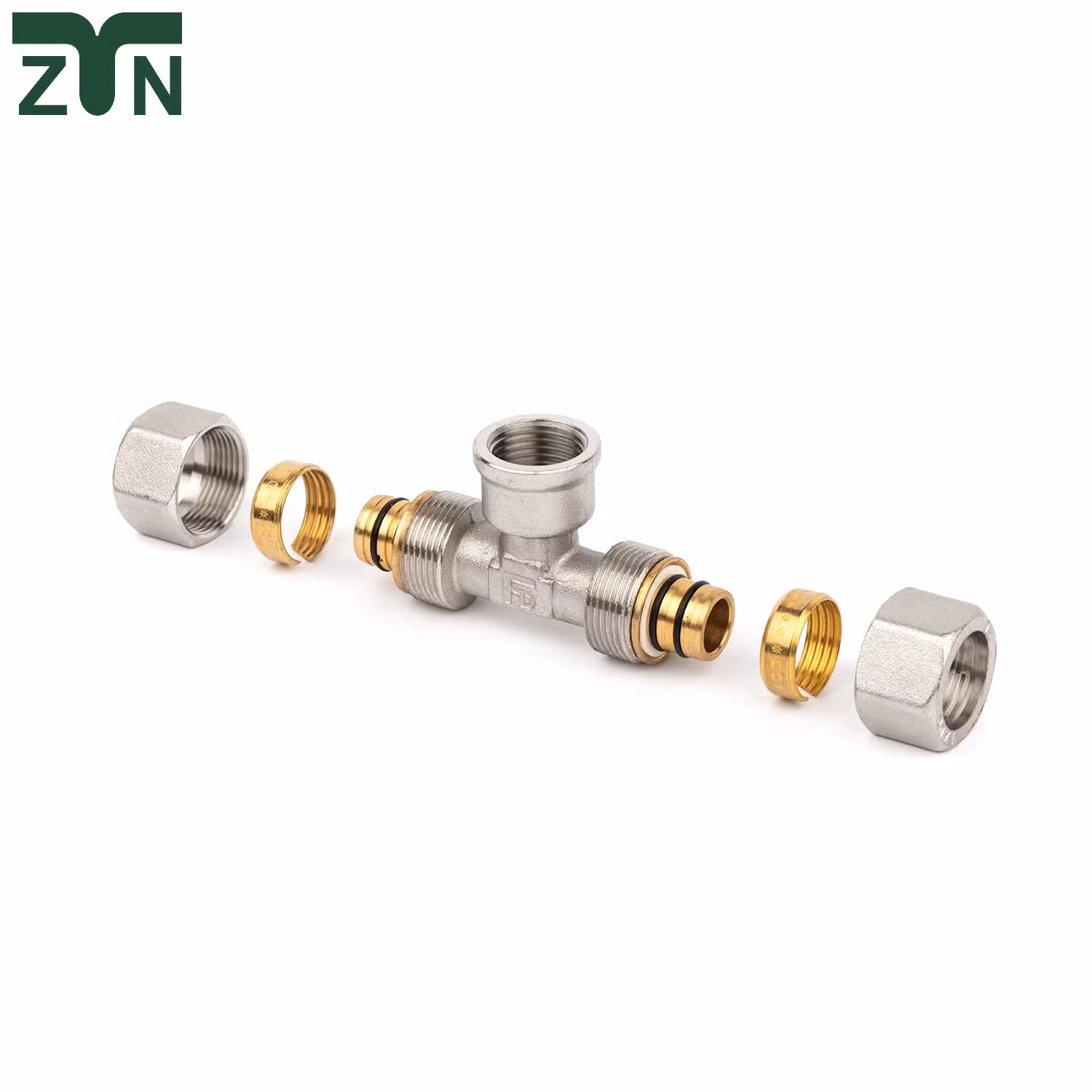 Brass Hydraulic Pneumatic Tee Fitting for Mold Component, Compression Elbow Coupling Union Fitting