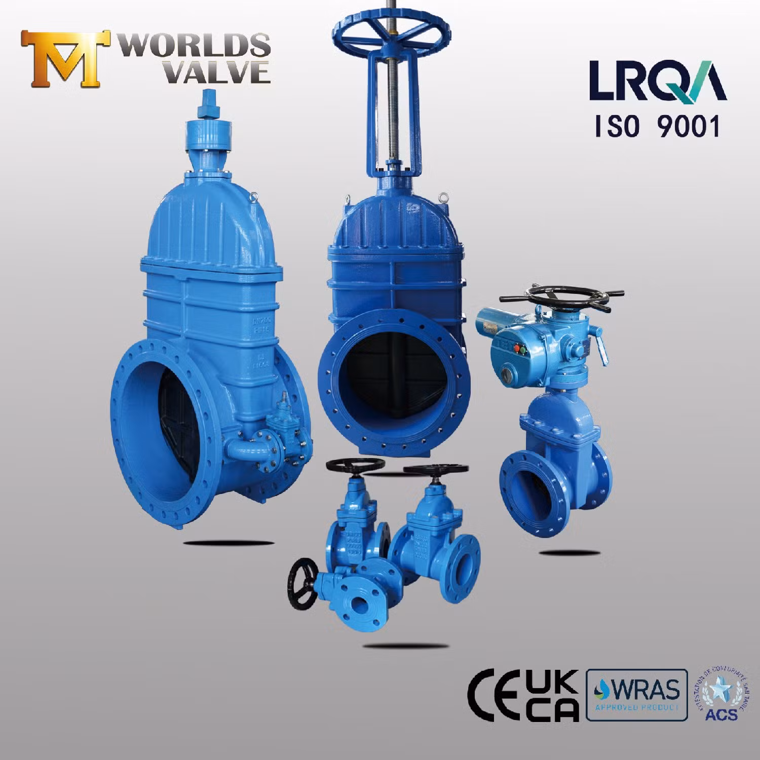 Non-Rising /out Side Rising Stem Ductile Iron Wedge Gate Valve with Rubber Sealed Disc BS5163 DIN3202 F4 F5 Awwac509 Hand Wheel /Bevel Gear Operated