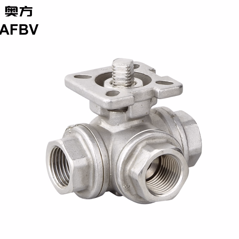 Durable Stainless Steel Threaded 3-Way Ball Valve with L Design
