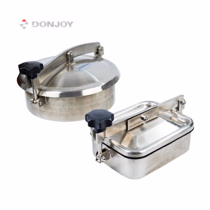 Sanitary Square Non Pressure Man Hole Cover SS304 With Plastic Handle Wheel Mini Type