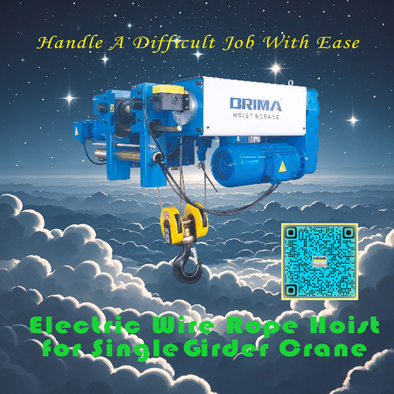 Single-Girder Crane Type Electric Wire Rope Hoist for Workshop or Warehouse