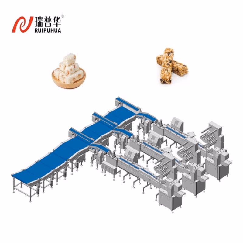 Sugar Bar Nut Protein Nutrition Bar Flow Horizontal Machine Packing Line Energy Chocolate Bar Plastic Film Packaging Stacking Line